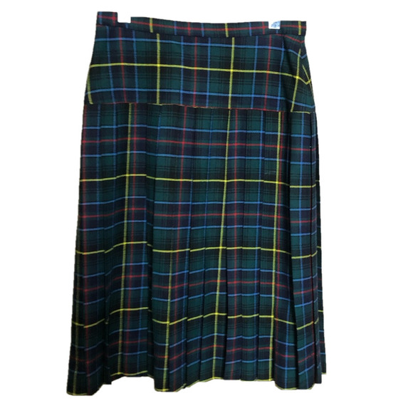 Vintage Handmade Plaid Tartan Pleated Wool Skirt Medium - Picture 1 of 4